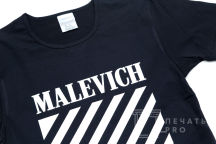 Темно-синяя футболка с картинкой и надписью «MALEVICH OFF-BLACK»