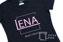 Черные футболки с логотипом «LENA beauti salon»
